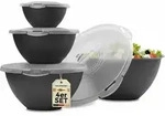 Salatsch&uuml;ssel Set gro&szlig; mit Deckel ,0,7-6 L in Anthrazit (Set, 8-tlg) - Grau