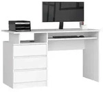 Schreibtisch 135x60cm 3 Schubladen Computertisch Tastaturauszug - Wei&szlig;