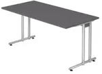 b&uuml;m&ouml; Schreibtisch Serie-N - Gr&ouml;&szlig;e: 160 x 80 cm, Nachbildung: Graphit - Grau