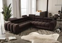 Ecksofa Schlafsofa BASTIEN in Stoff Terra Braun Seite Universal - Braun