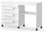 N&auml;htisch Vicco Carmen Wei&szlig; 118 x 77.5 cm mit 3 Regalen, Model 42065 - Wei&szlig;