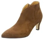 Gabor Elegante Damen Stiefeletten Braun Velours, spitz, mit V-Ausschnitt und feinem