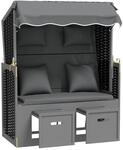 vidaXL Strandkorb mit Kissen Poly Rattan Massivholz Anthrazit Schwarz