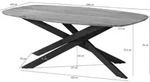 MASSIVMOEBEL24 Esstisch Akazie 240x100x76 natur lackiert / Mikado-Beine eckig schwarz