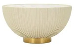 Couchtisch aus cremefarbenem Kunstleder mit Marmorplatte, &oslash; 71 x 38 cm - Beige