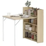 HOMCOM Esstisch Klappbar mit Regal, 78,5 x 91 x 93 cm, Eiche - Braun