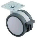 SOTECH M&ouml;belrolle Hamm &Oslash; 60 mm wei&szlig;/grau &ndash; mit Bremse, Anschraubplatte...