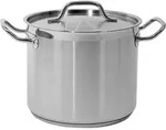 Hoher Kochtopf mit Deckel aus Edelstahl 21/0, 24 cm, 9 l - Silber