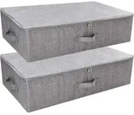 Unterbett-Aufbewahrungsboxen 2er-Pack, faltbar, starr, waschbar, dunkelgrau,