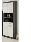 Badschrank "Shawn" wei&szlig; Hochglanz Rauchsilber grau Schrank 4-t&uuml;rig 74 x 141...