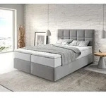 DELIFE Boxspringbett Dream-Fine 140x200 cm Mikrofaser Grau mit TFK Matratze und Visco