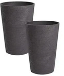 BELIANI Blumentopf 2er Set Schwarz Kunststoff Rund 35 cm Modernes Design Garten