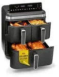 GOURMETmaxx Hei&szlig;luft-Fritteuse 3000W LB8 schwarz/Edelstahl 17l 3 Frittierkammern -