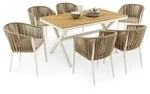 Gartenm&ouml;belset ISOLA Wei&szlig;/Beige - Outdoor Essgruppe mit 1 Tisch und 6...