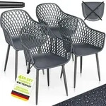 tillvex&reg; Gartenstuhl 4er Set Wetterfest mit Armlehne Anthrazit | Outdoor...