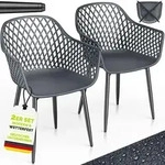 tillvex&reg; Gartenstuhl 2er Set Wetterfest mit Armlehne Anthrazit | Outdoor...