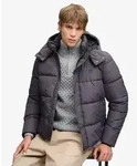 Hochwertige, gesteppte Jacke mit Kapuze - Grau