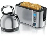 Arendo Fr&uuml;hst&uuml;cks-Set, Wasserkocher Edelstahl 1,7l, 4 Scheiben...