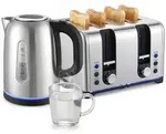 HOMCOM Wasserkocher und Toaster Set mit Schnellkoch-Wasserkocher, Silber - Silber