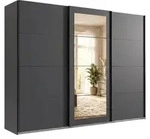 Schwebet&uuml;renschrank 3-trg Kleiderschrank 270 cm in Grafit m. Spiegel, Griffe schwarz