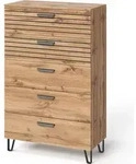 Kommode Vicco Amber Eiche Wotan 80 x 127.6 cm mit 5 Schubladen, Model 55552 - Braun
