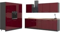 K&uuml;chenzeile Vicco Fame-Line Bordeaux Hochglanz/Anthrazit 460 cm, AP Eiche,...