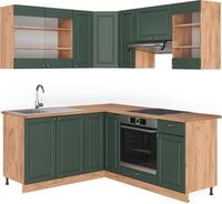 Eckk&uuml;che Vicco Fame-Line Gr&uuml;n-Gold Landhaus/Goldkraft Eiche 190 x 160 cm, AP...