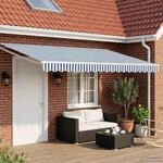vidaXL Ausziehbare Markise Blau und Wei&szlig; 4 x 2 m Polyester und Metall