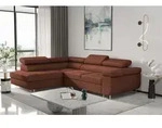 Ecksofa Sofa JADE Stoff Ascot Rostbraun mit Schlaffunktion Ottomane Links -...