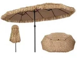COSTWAY Doppelsonnenschirm 450x260cm, PE-Strohschirm Hawaii, Gartenschirm mit...