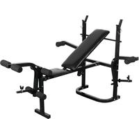 vidaXL Trainingsbank mit Ablage, Langhantel und Kurzhantel Set 60,5 kg