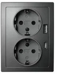 Schutzkontakt-Steckdose McPower Flair 2-fach 250V/16A USB-A+C PD20W anthrazit