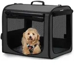 Hundetransportbox faltbar 61 x 52 x 45 cm dunkelgrau atmungsaktiv mit Rolltor -