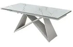 Esstisch - 180 x 90 cm - Steingrau - Wei&szlig; - Keramik - Metallgestell