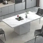 Esstisch Rechteckig Marmoroptik Wei&szlig; 140 x 75 x 76 cm f&uuml;r 4-6 Personen