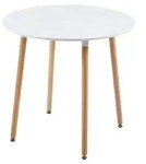 Runder Esstisch Skandinavisch MDF Wei&szlig; 80x80x72 cm 4 Beine Natur