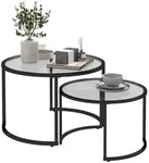 HOMCOM Couchtisch 2er-Set, Beistelltisch mit Stahlgestell, Kaffeetisch, Schwarz -