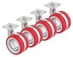 SOTECH M&ouml;belrolle D&uuml;sseldorf &Oslash; 75 mm chrom/rot &ndash; ohne Bremse (4 St&uuml;ck)