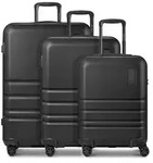 Redolz Pro ABS 4 Rollen Kofferset 3-teilig mit Dehnfalte - Schwarz
