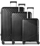 Redolz Essentials 01 4 Rollen Kofferset 3-teilig mit Dehnfalte - Schwarz