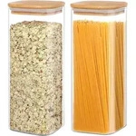 Vorratsgl&auml;ser mit Deckel 2er Set 2200ml Glas Bambus luftdicht f&uuml;r Hafer...