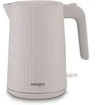 Seeger Design Elektrischer Wasserkocher, 1,7 Liter, BPA frei, Anti Kalk Filter, 2200