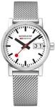Mondaine - Evo2 MSE.30210.SM - Damen Uhr 30mm - Bahnhofsuhr in Silber mit Datums -
