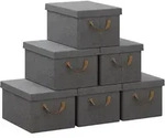 WOLTU 6er Set Aufbewahrungsboxen mit Deckel, mit Griffen, faltbar, Grau,...