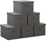 WOLTU 6er Set Aufbewahrungsboxen mit Deckel, mit Griffen, faltbar, Grau,...