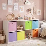 Aufbewahrungsboxen Stoff 6er Set 33x33x33cm Faltboxen mit Griff 6 Farben Bunt...