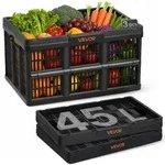 VEVOR Kunststoff Zusammenklappbarer Aufbewahrungskorb, 45L 3er Pack, Faltbare