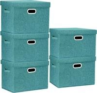 Aufbewahrungsbox mit Deckel Gro&szlig; Stoff 5-St&uuml;ck Aqua Deep 44x30x29 cm