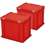 2x Deckelbeh&auml;lter m. Deckel u. Schiebeverschl&uuml;ssen,LxBxH 400x300x330 mm, rot...