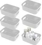 6er Set Graue Aufbewahrungsboxen mit Griffen aus Kunststoff & Deckel - Grau